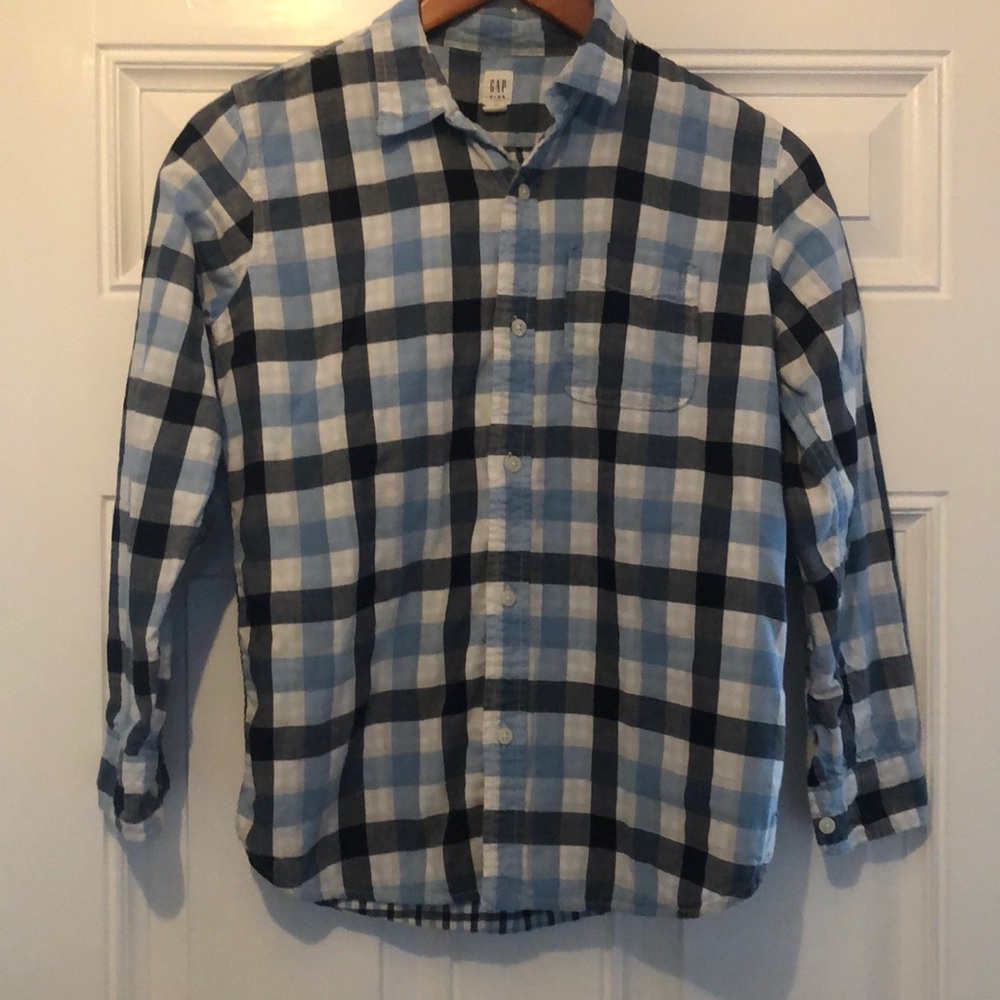 Gap kids button down long sleeve plaid shirt